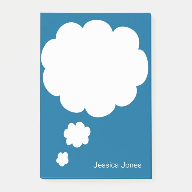 Talk Bubble Rounded Personalized Blue Custom Post-it Notes (Front)