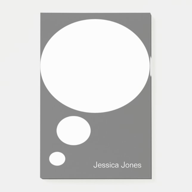 Talk Bubble Rounded Personalized Grey Custom Post-it Notes (Front)