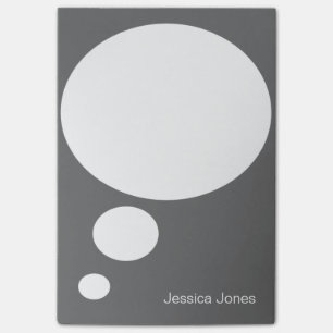 Talk Bubble Rounded Personalized Grey Custom Post-it Notes