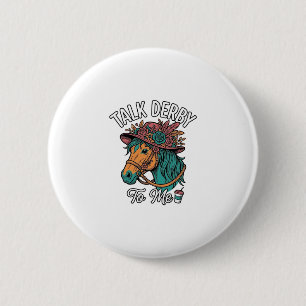 Talk Derby Horse Vintage Engraving Design 2 Inch Round Button