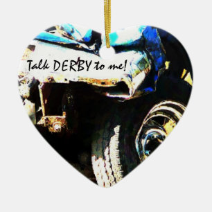 Talk DERBY to Me! Crashed & Smashed Derby Car Ceramic Ornament
