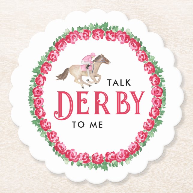 Talk Derby to Me | Horse Race Derby Bridal Shower Paper Coaster (Front)