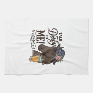 Talk Derby to Me Horse Vintage Engraving Shirt_1 Kitchen Towel