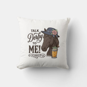 Talk Derby to Me Horse Vintage Engraving Shirt_1 Throw Pillow
