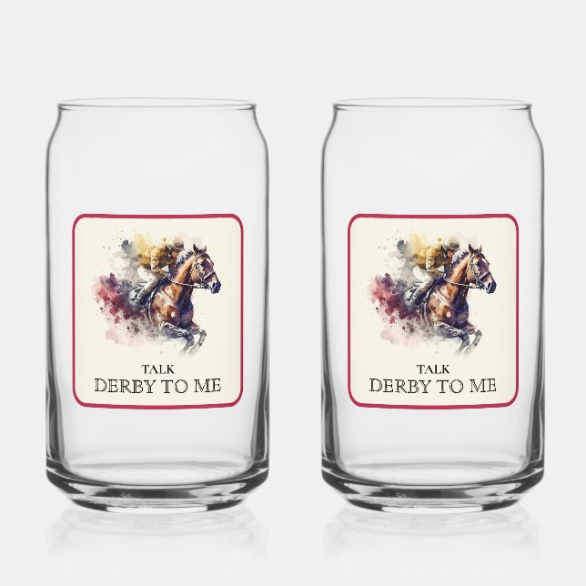 Talk Derby to Me Racehorse Red Can Glass (Front)