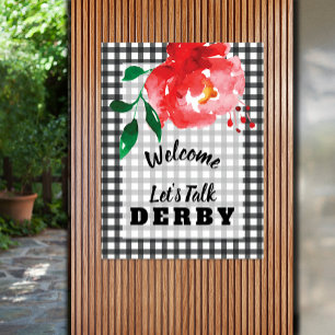 Talk Derby to Me Red Rose on Gingham Welcome Poster