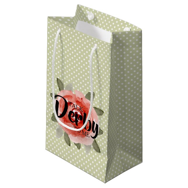 TALK DERBY TO ME Red Rose SMALL Gift Bags (Front Angled)