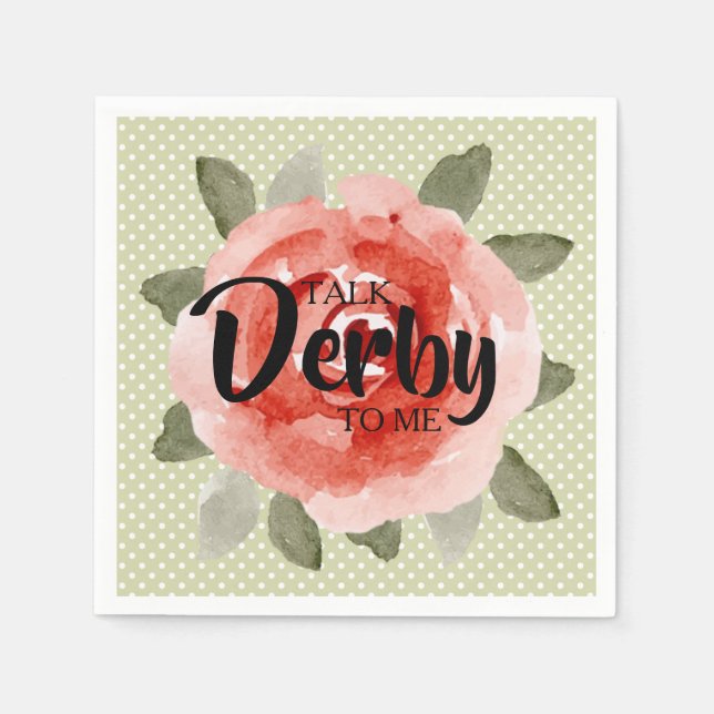 Talk Derby to Me Rose on Lime Polka Dots Napkins (Front)