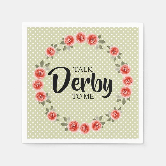 Talk Derby to Me Roses on Lime Polka Dots Napkins (Front)