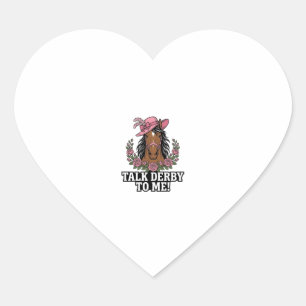 Talk Derby To Me Vintage Horse Rose Derby Design Heart Sticker