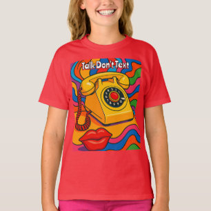 Talk Don't Text Retro Landline Phone Red T-Shirt