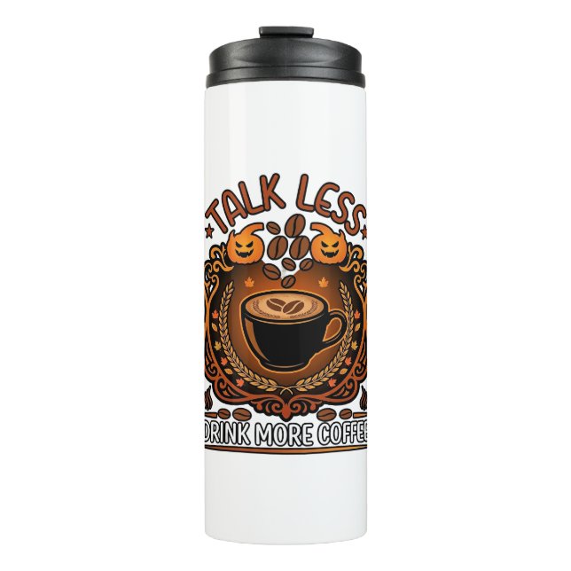 Talk Less Drink More Coffee Cup Halloween Pumpkins (Front)