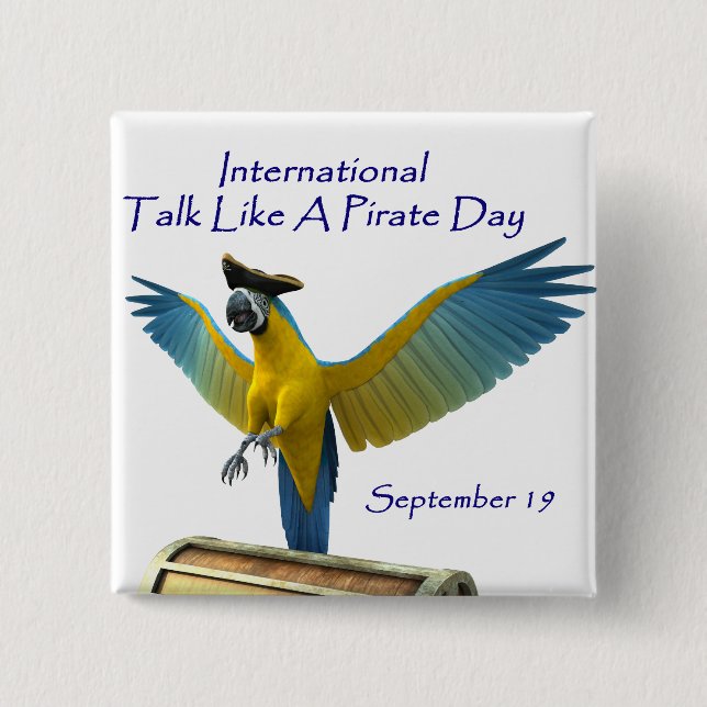 Talk Like a Pirate Day 2 Inch Square Button (Front)