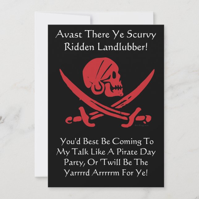 Talk Like A Pirate Day Party Invitations (Front)