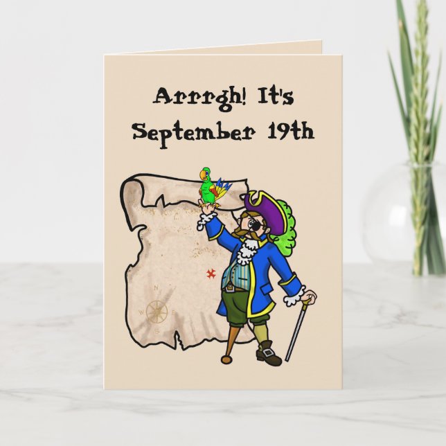 Talk Like A Pirate Day Pirate & Treasure Map Card (Front)