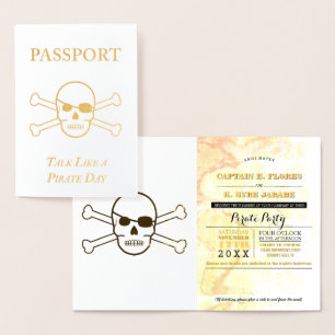 Talk Like a Pirate Party Gold Foil Passport Card