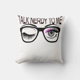 Talk Nerdy To Me Geek Glasses Winking Eye Pink Throw Pillow