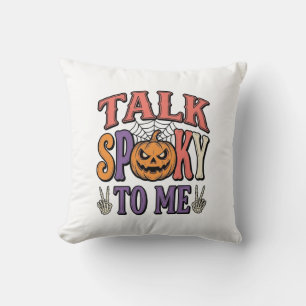 Talk Spooky To Me Vintage Halloween Shirt Design_1 Throw Pillow