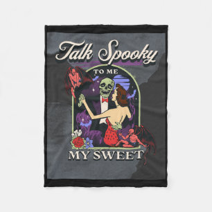 Talk Spooky To Me Vintage Retro Fun Halloween Pick Fleece Blanket