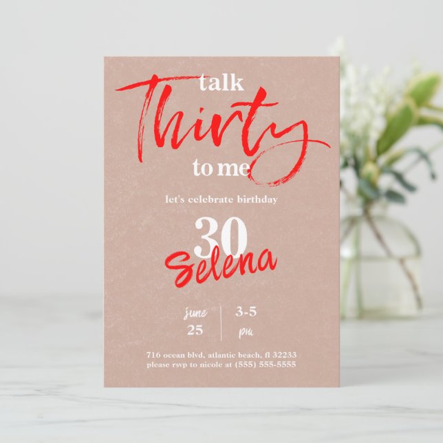 Talk Thirty To Me 30th Birthday Invitation Card (Standing Front)