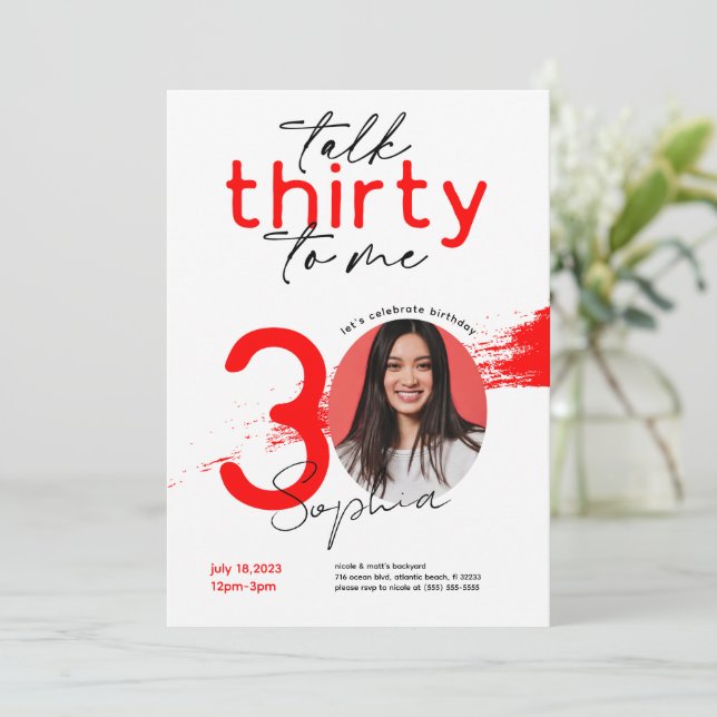 Talk Thirty To Me 30th Birthday Invitation Card (Standing Front)