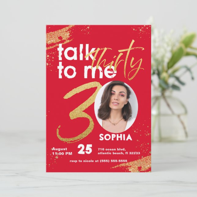 Talk Thirty To Me 30th Birthday Invitation Card (Standing Front)