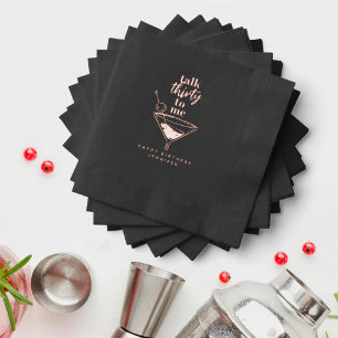 Talk Thirty To Me 30th Birthday Party Black Gold Foil Napkins