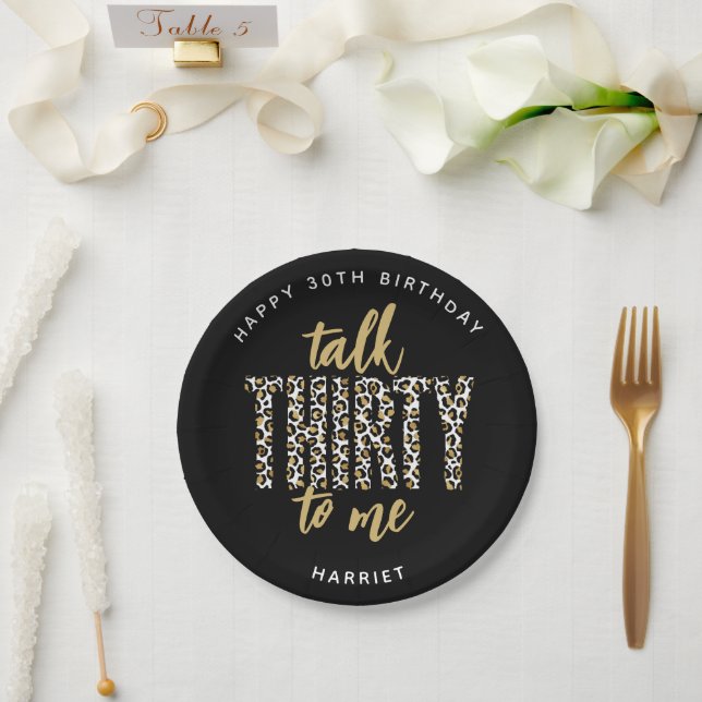 Talk THIRTY to Me! 30th Birthday Party Paper Plate (Wedding)