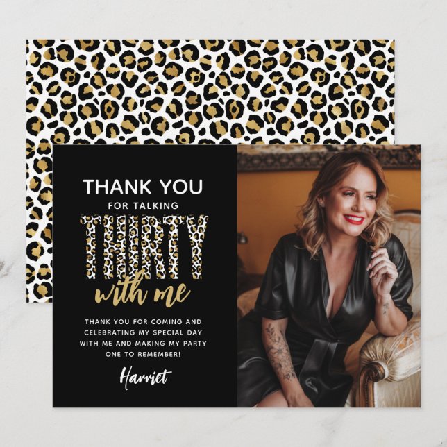 Talk THIRTY to Me! 30th Birthday Party Thank You Card (Front/Back)