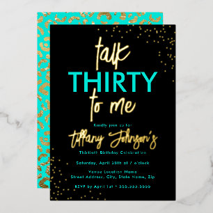 Talk Thirty To Me Leopard Teal Gold 30th Birthday 