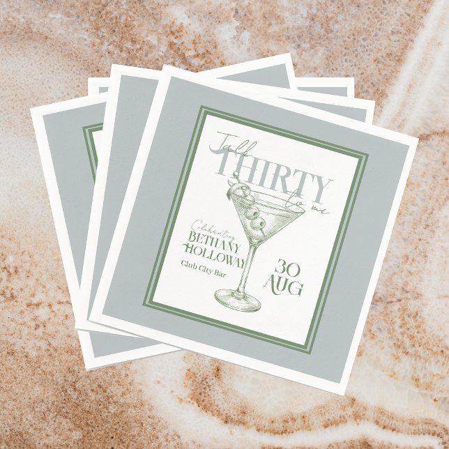 Talk Thirty To Me Martini Cocktail 30th Birthday Napkin (Celebrate the big 3-0 with this stylish Talk Thirty To Me Martini Cocktail 30th Birthday Napkins! )