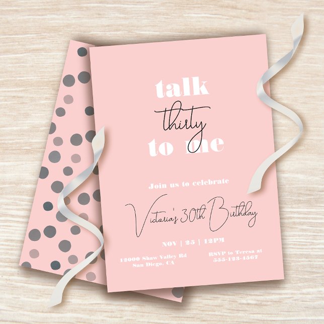 Talk thirty to me minimal modern birthday  invitation (Creator Uploaded)