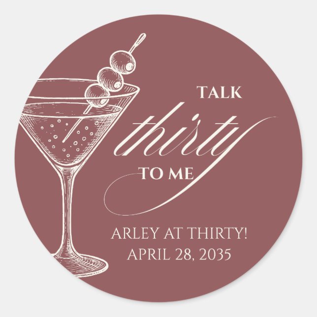 Talk thirty to me Modern Minimalist 30th Birthday  Classic Round Sticker (Front)