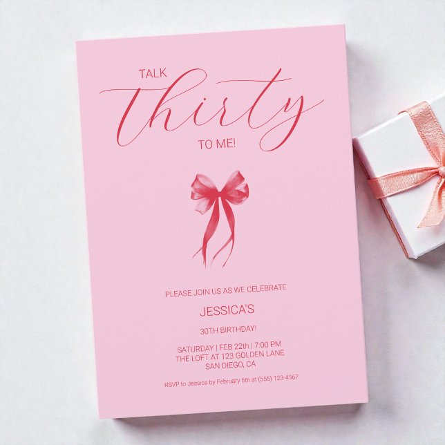 Talk Thirty To Me Pink Elegant 30th Birthday Party Invitation (Talk Thirty To Me Pink Elegant 30th Birthday Party Invitation)