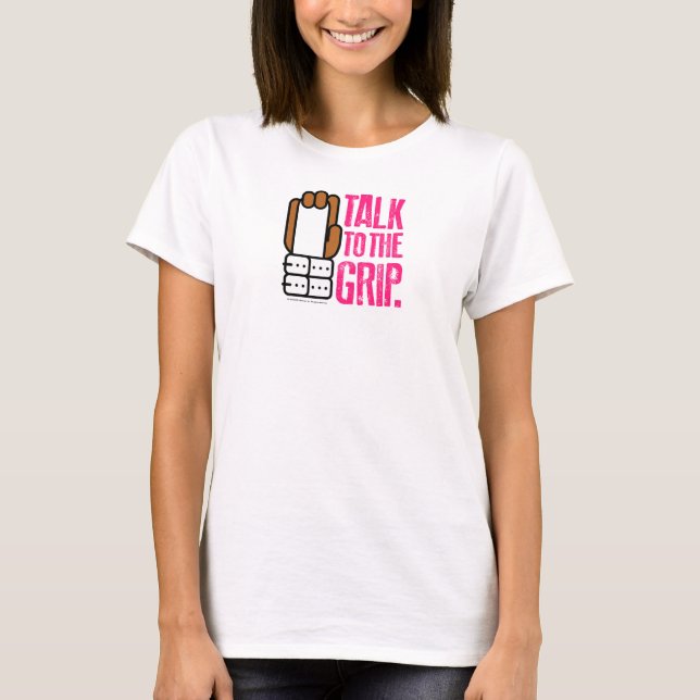 TALK TO THE GRIP Gymnast Brown Hand T-Shirt (Front)