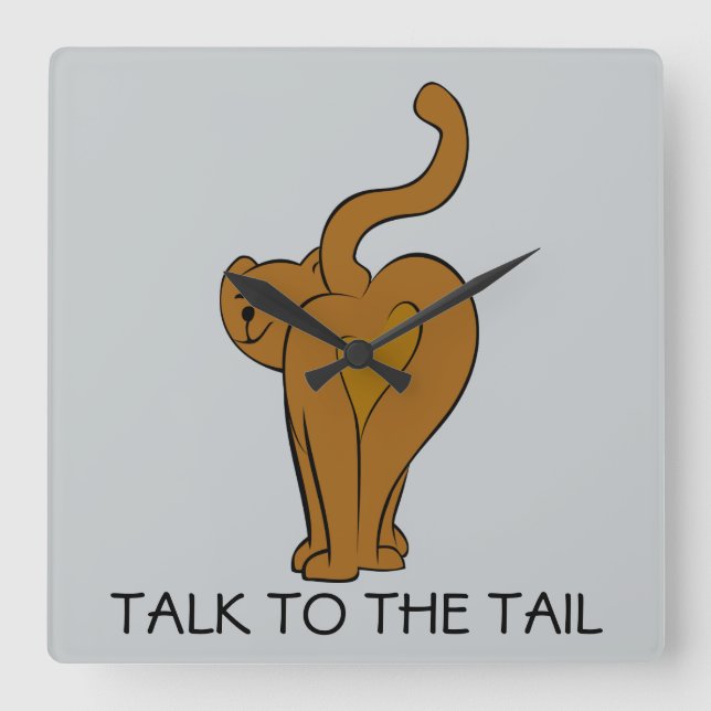 Talk to the Tail,  Funny Cat Wall Clock (Front)