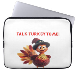 Talk Turkey To Me Funny Thanksgiving Design Classi Laptop Sleeve