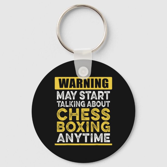 Talking About Chess Boxing Anytime Funny Chessboxe Keychain (Front)