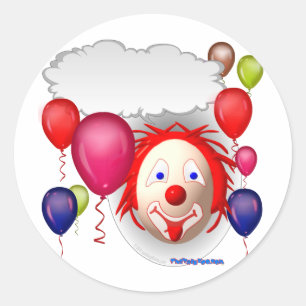 Talking Birthday Clown Classic Round Sticker