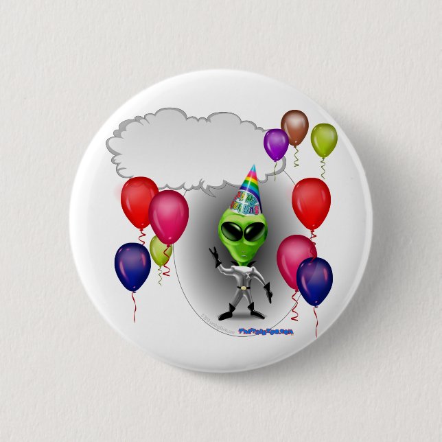 Talking Birthday Party Alien 2 Inch Round Button (Front)