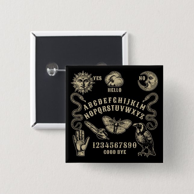Talking Board Spirit Communication 2 Inch Square Button (Front & Back)