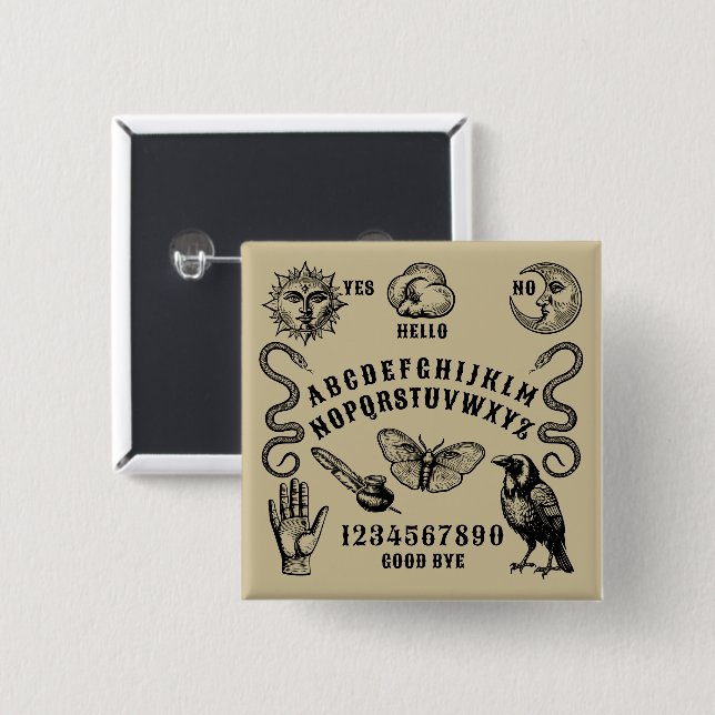 Talking Board Spirit Communication 2 Inch Square Button (Front & Back)