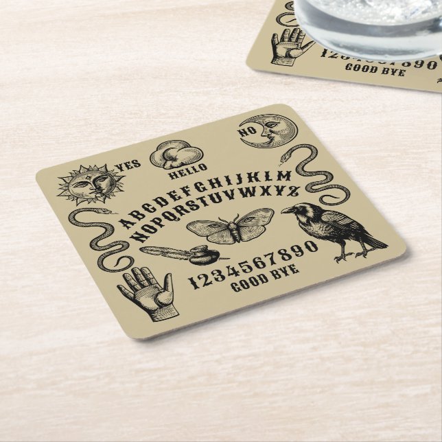 Talking Board Spirit Communication Square Paper Coaster (Angled)