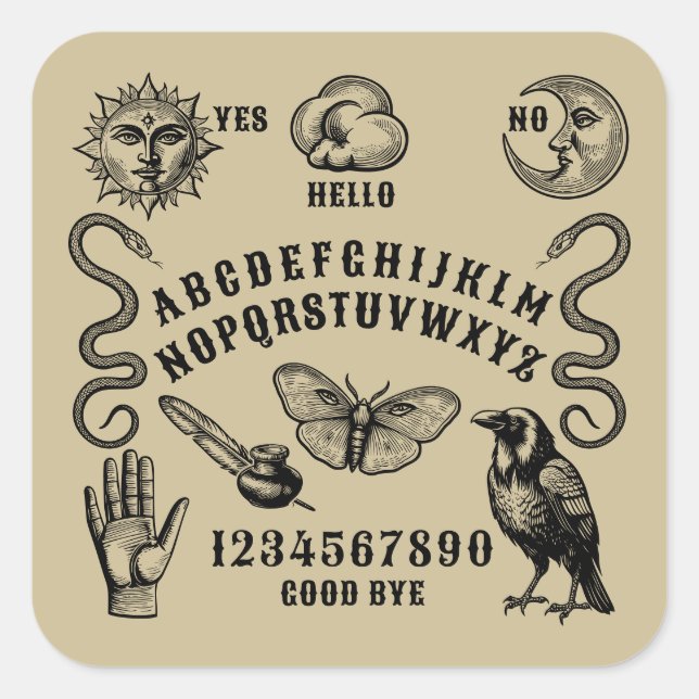 Talking Board Spirit Communication Square Sticker (Front)