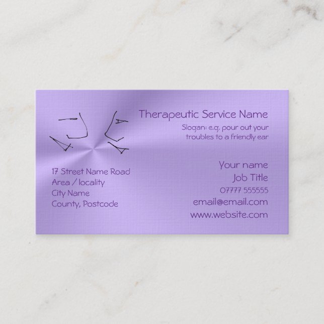 Talking Heads, line-art logo of a therapy session Business Card (Front)