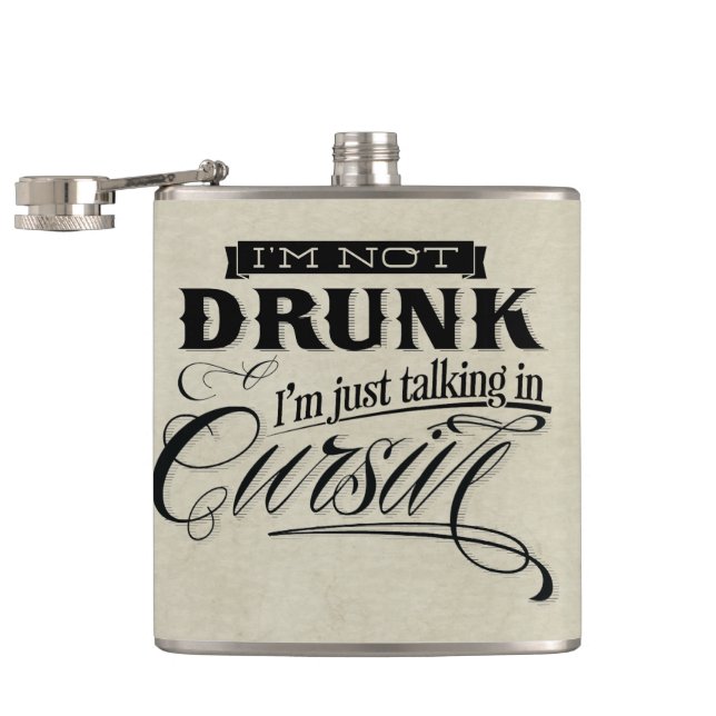 Talking In Cursive Hip Flask (Opened)