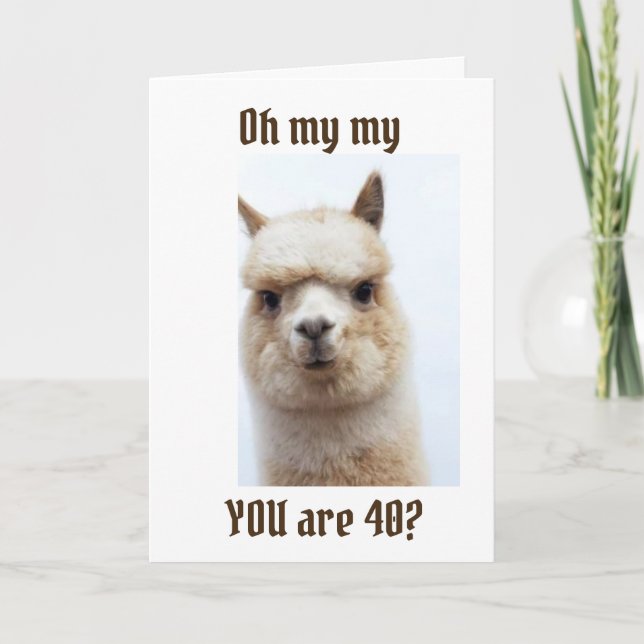 **TALKING LLAMA**  GREETING" FOR "40th" BIRTHDAY Card (Front)