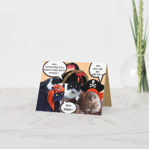 TALKING PIRATE CATS ,ANTIQUE PIRATES TREASURE MAPS CARD
