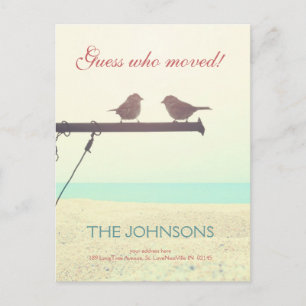 Talking Sparrows - Guess who moved! Announcement Postcard
