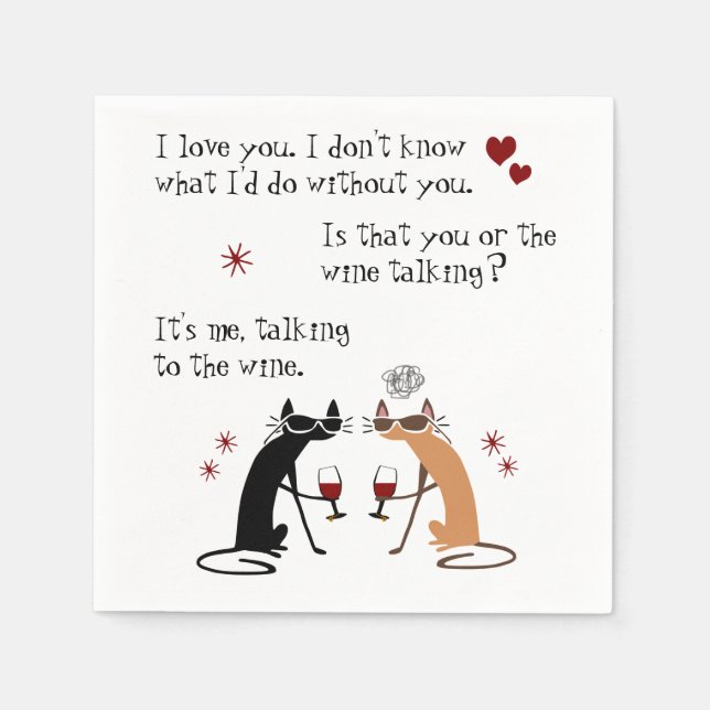 Talking to the Wine Funny Cat Napkin (Front)